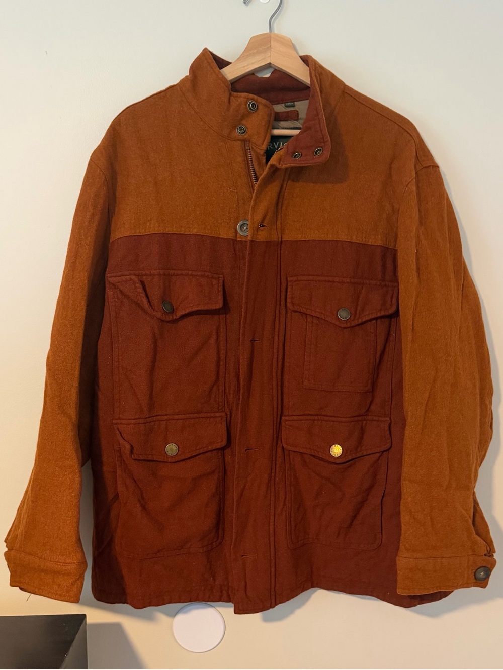 Orvis Two-Tone Rust/Burnt Orange Military Field Jacket - wool